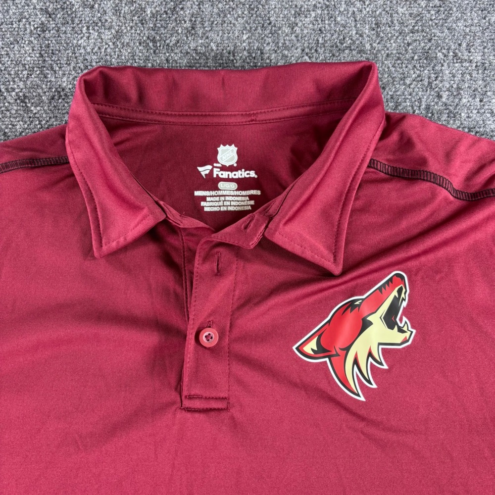 Fanatics Polo Shirt Mens Large Maroon Arizona Coyotes NHL Hockey Performance Top